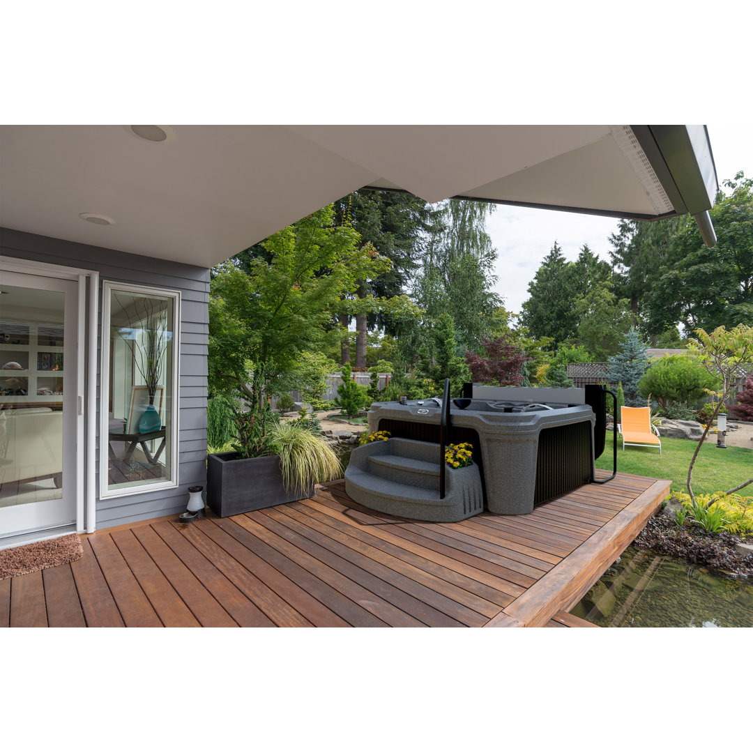 AquaRest DayDream 3500 Ensemble 6-Person 35-Jet Plug & Play Hot Tub with Ozonator, LED Waterfall, Stainless Steel Heater, Step, Cover Lifter and Ice Bucket